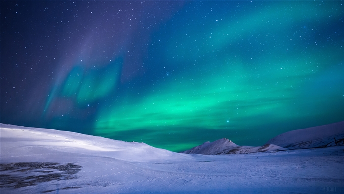 Aurora Borealis over Snowy Landscape 4K