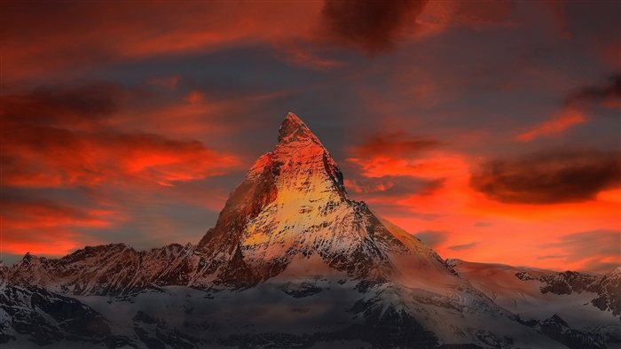 Matterhorn Mountain in Switzerland at Sunset 4K
