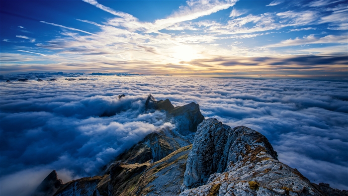 Saentis Mountains Above Clouds 4K