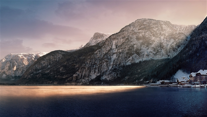 Snow Coated Mountains and Lake 4K