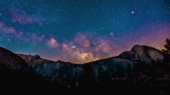 Milky Way Over Yosemite Mountains 4K