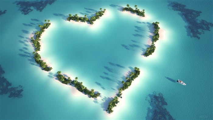 Heart-shaped islands in the Indian Ocean 4K