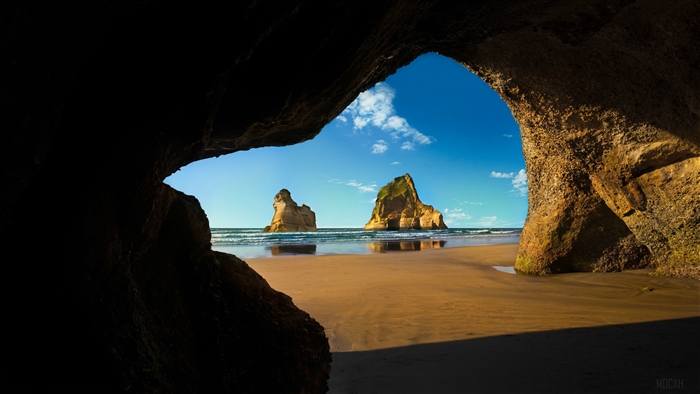Cave Entrance to Beach with Rock Formations
