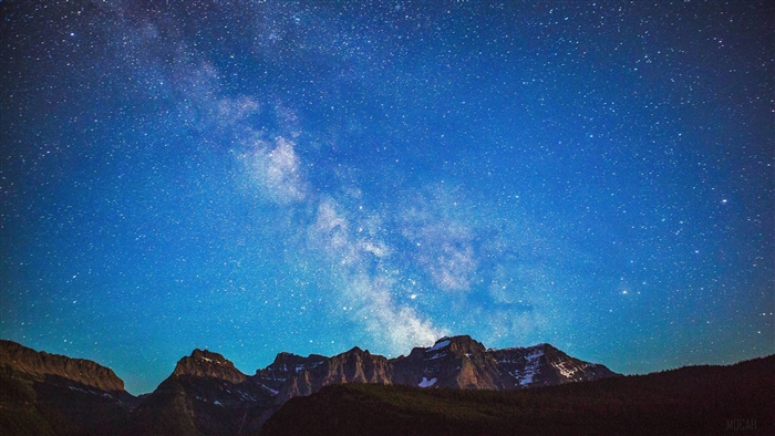 Milky Way over Glacier National Park mountains 4K