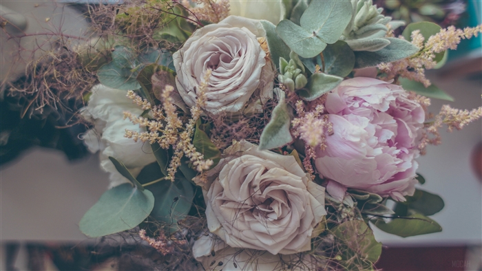 Roses and Peony Bouquet Composition 4K