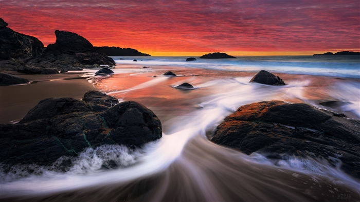 Pink Sky Beach Waves