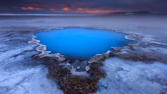 Blue Geothermal Pool in Iceland 4K