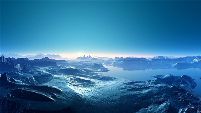 Alien Landscape with Water and Mountains 4K