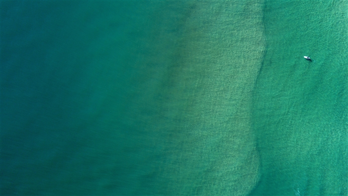Aerial view of a person on a paddleboard in the sea