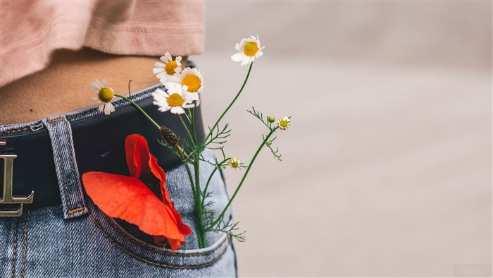 Flowers in a Jean Pocket with Belt