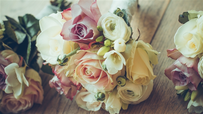 Roses and Freesia Bouquet Composition 4K