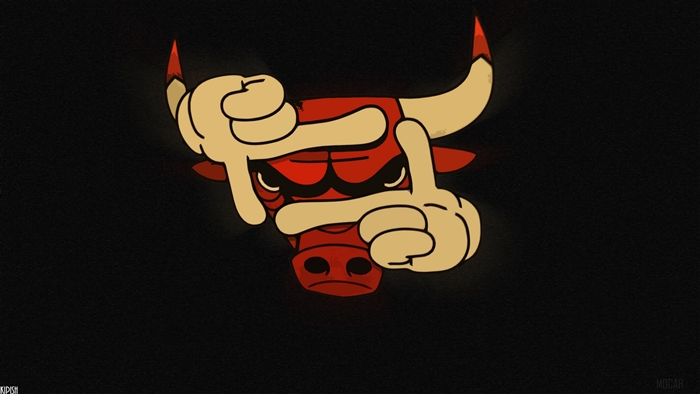 Chicago Bulls mascot framing its face