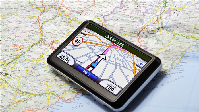 GPS navigation device on a map