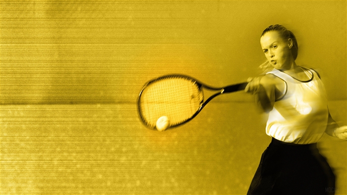 Girl playing tennis with a racket and ball 4K