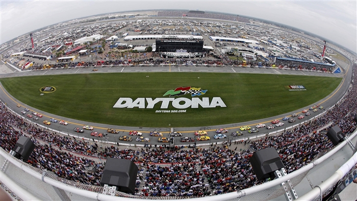 Daytona International Speedway with NASCAR Race and Crowd 4K