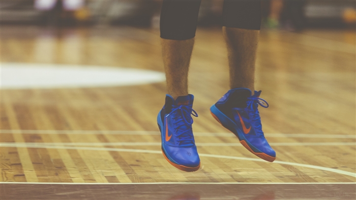 Nike basketball sneakers on legs jumping 4K