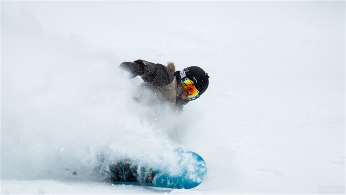 Snowboarder in action with snow spray 4K