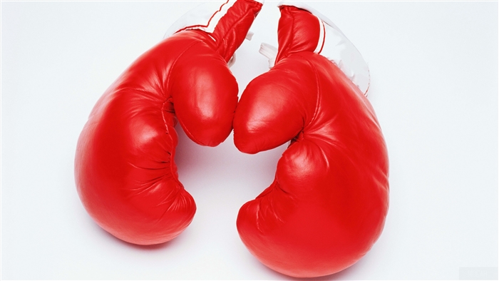 Pair of red boxing gloves on white background 4K