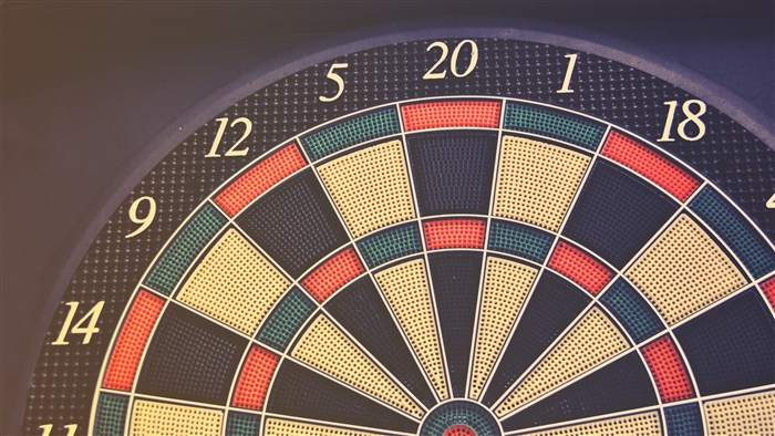 Close-up of a dartboard with numbers