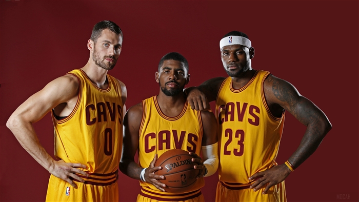 Kevin Love, Kyrie Irving, and LeBron James of the Cleveland Cavaliers 4K