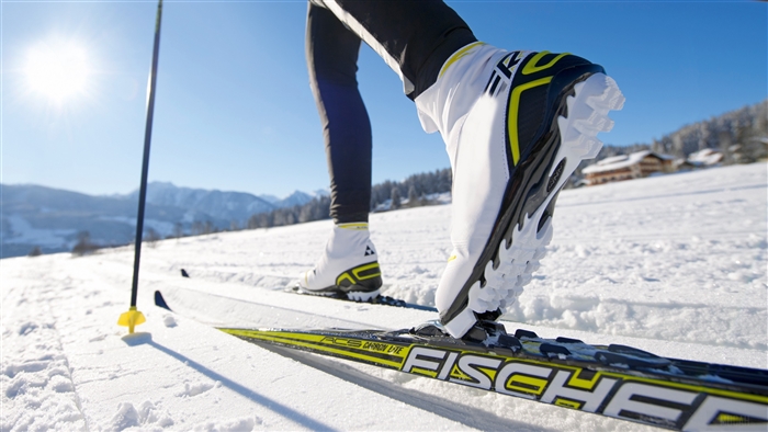 Fischer Cross-Country Skis and Boots in Snow