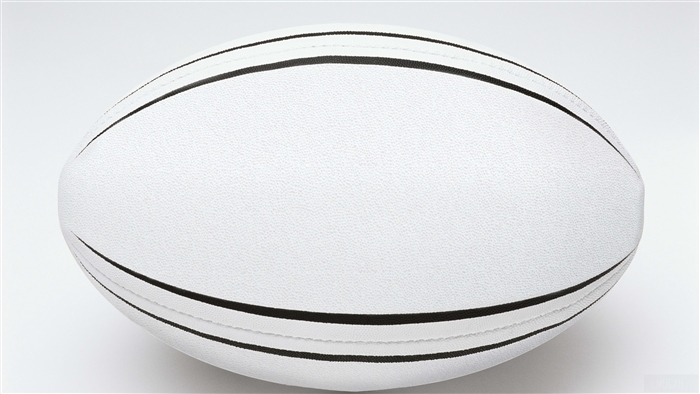 White rugby ball with black lines on white background 4K