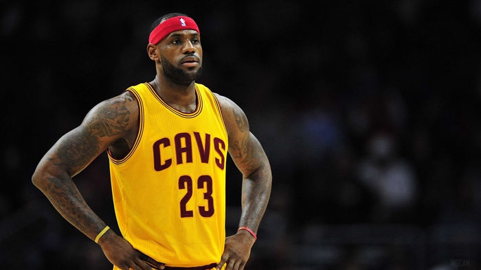 LeBron James wearing a Cavaliers jersey with number 23
