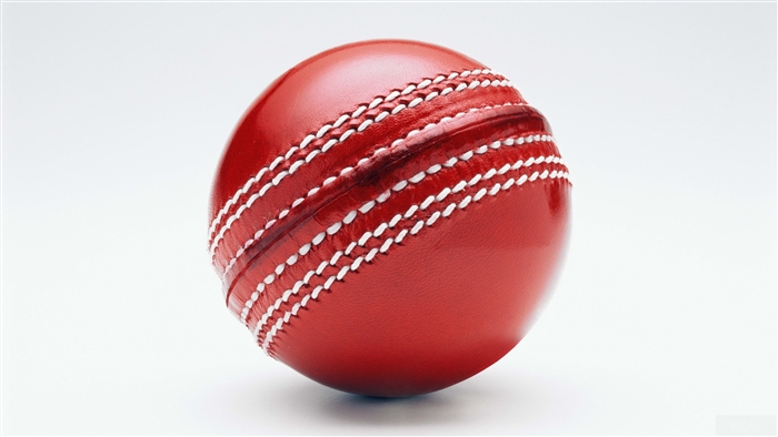 Bright Red Cricket Ball with White Stitching