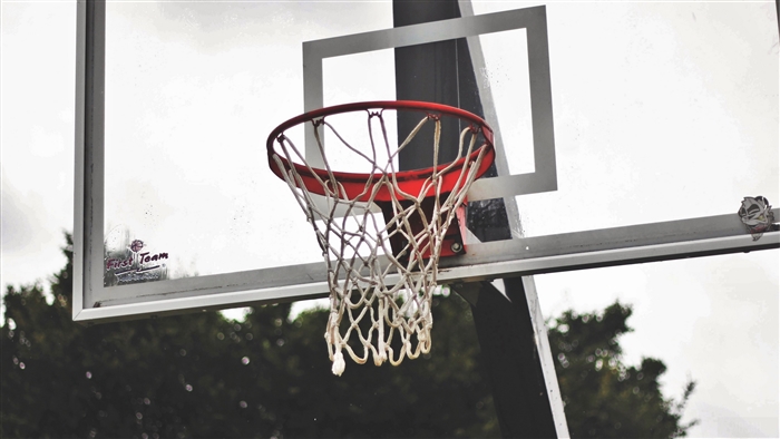 Basketball hoop with net and backboard