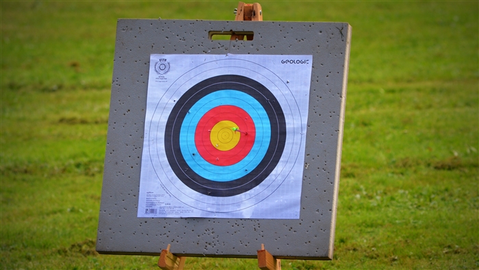 Archery target with arrows