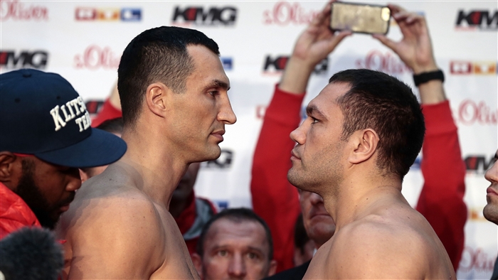 Kubrat Pulev and Wladimir Klitschko face off