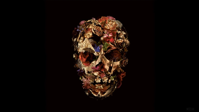 Alexander McQueen Skull with Flowers 4K