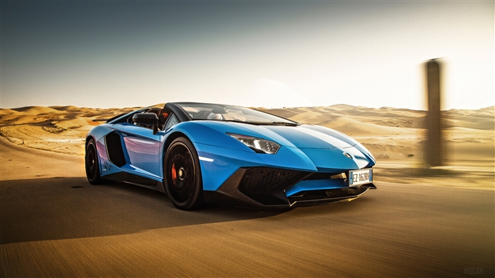Blue Lamborghini Aventador SV 2018 4K