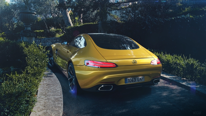 Yellow Mercedes-Benz AMG GT 4K