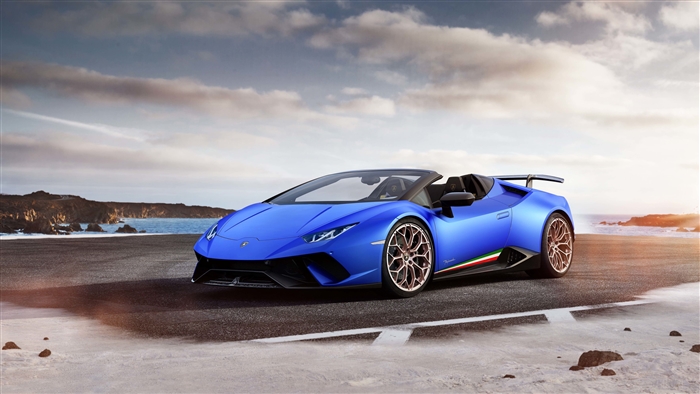 Blue Lamborghini Huracan Performante Spyder 4K