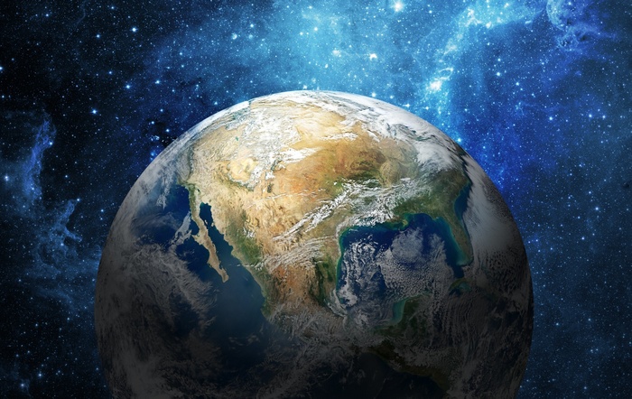 Earth in the Universe with Stars and Nebulae