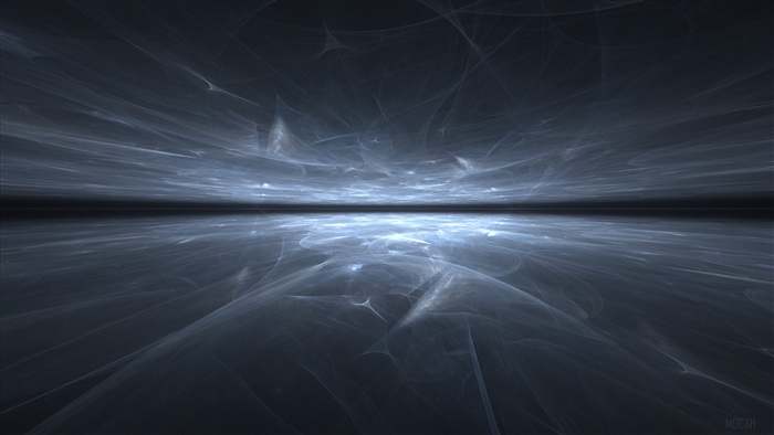 Abstract fractal landscape with reflection 4K