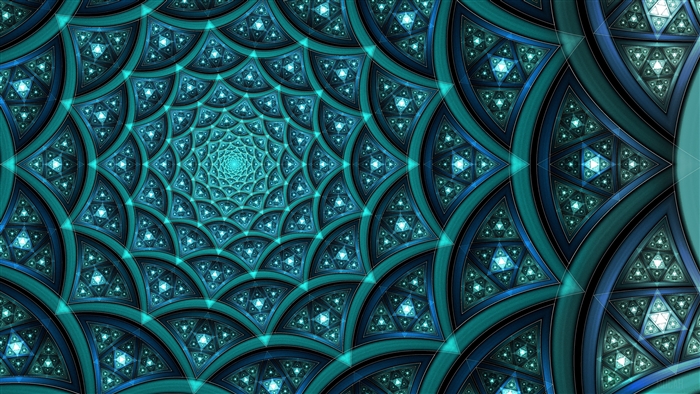 Abstract Fractal Pattern with Teal and Blue Tones 4K