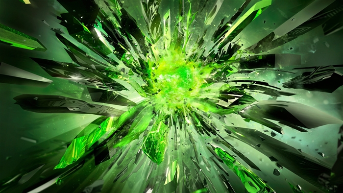 Green crystal explosion debris 4K