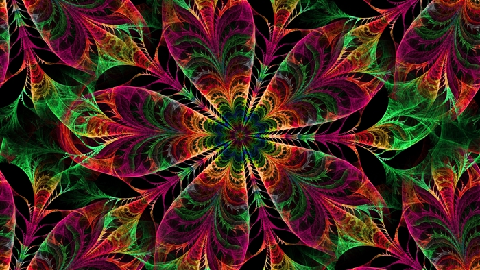 Kaleidoscope fractal patterns in vibrant colors 4K
