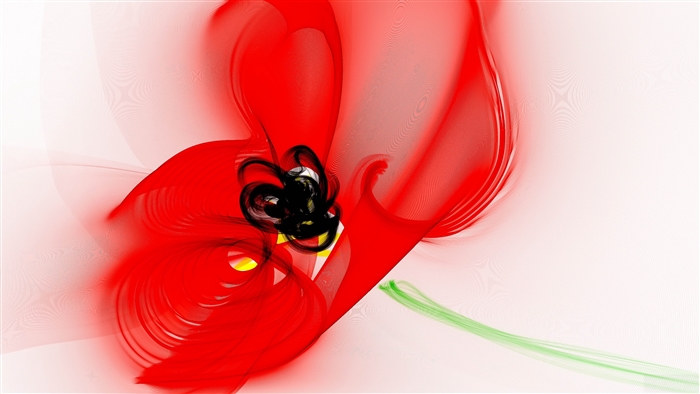Abstract red poppy flower with green stem on white background 4K