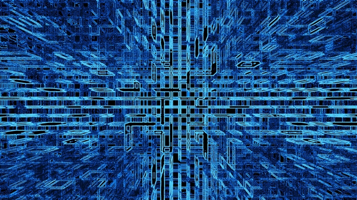 Abstract blue digital grid 4K