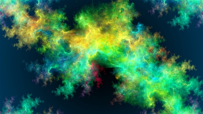 Abstract fractal patterns in green, yellow, and blue 4K