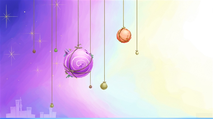 Abstract New Year's Ornaments with Cityscape