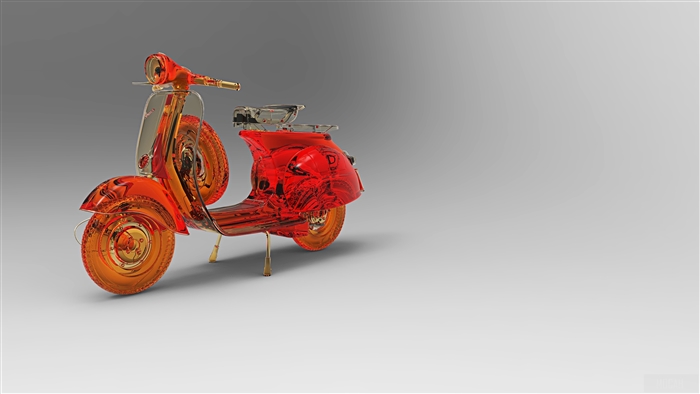 Abstract Red and Orange Vespa Scooter 4K