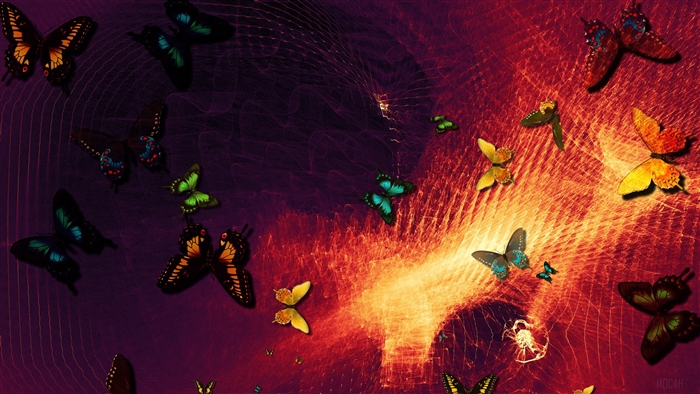Butterflies in abstract art 4K