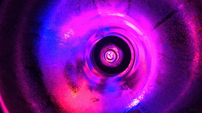 Abstract tunnel with purple and blue lights 4K