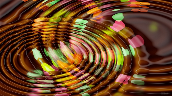 Colorful circles on a rippling surface 4K