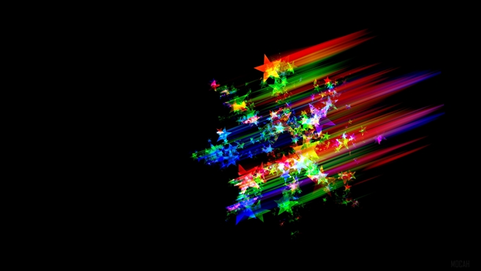 Multicolored abstract stars with light streaks 4K