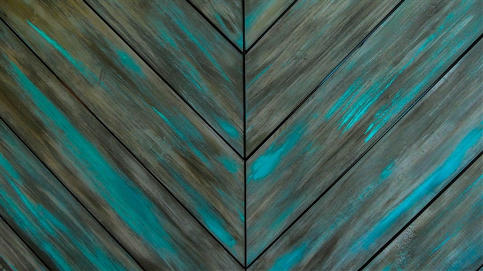 Weathered Wooden Wall with Teal Paint Splatters 4K